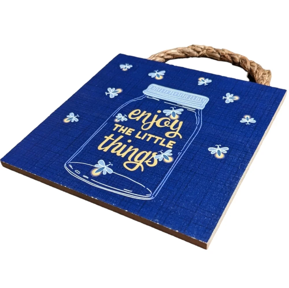Wincraft Enjoy The Little Things Small Wooden Sign Decor with Jute Rope …